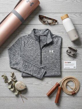 Under Armour Heather Gray Half Zip Athletic Top